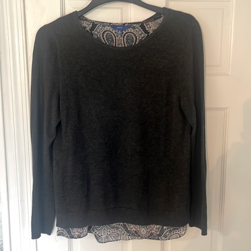 Charcoal gray sweater blouse combo M
